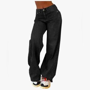 Wide Leg High-Waist Black Women’s Jeans
